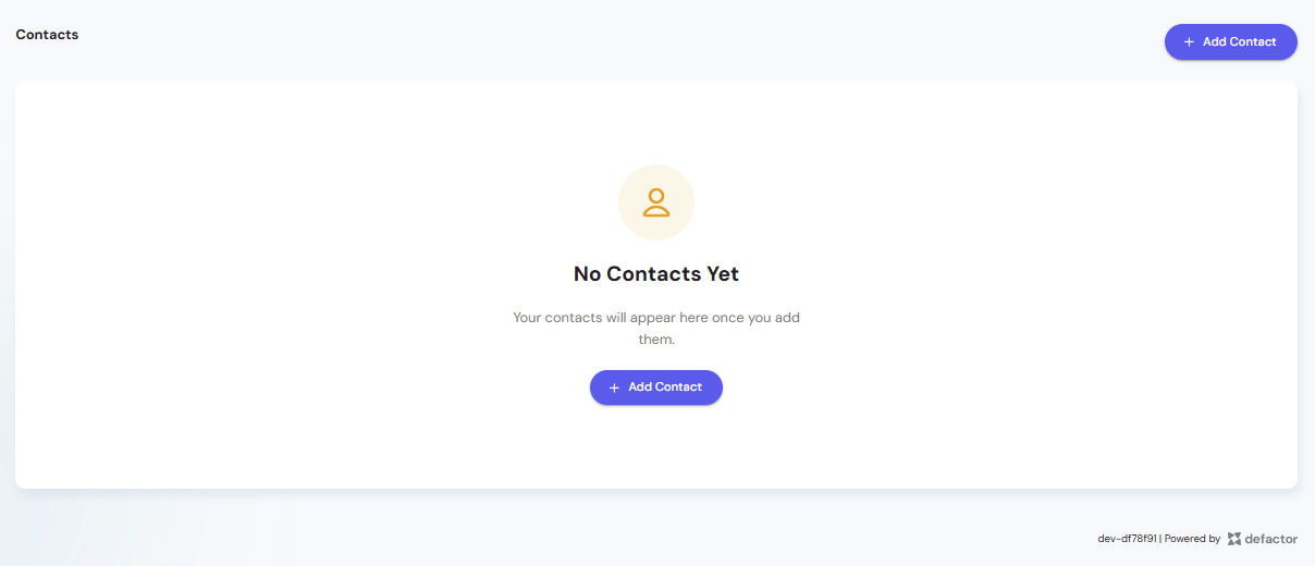Contacts Dashboard Empty