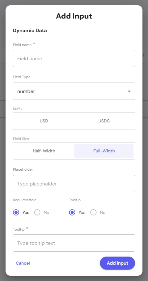 Add Input Dynamic Data
