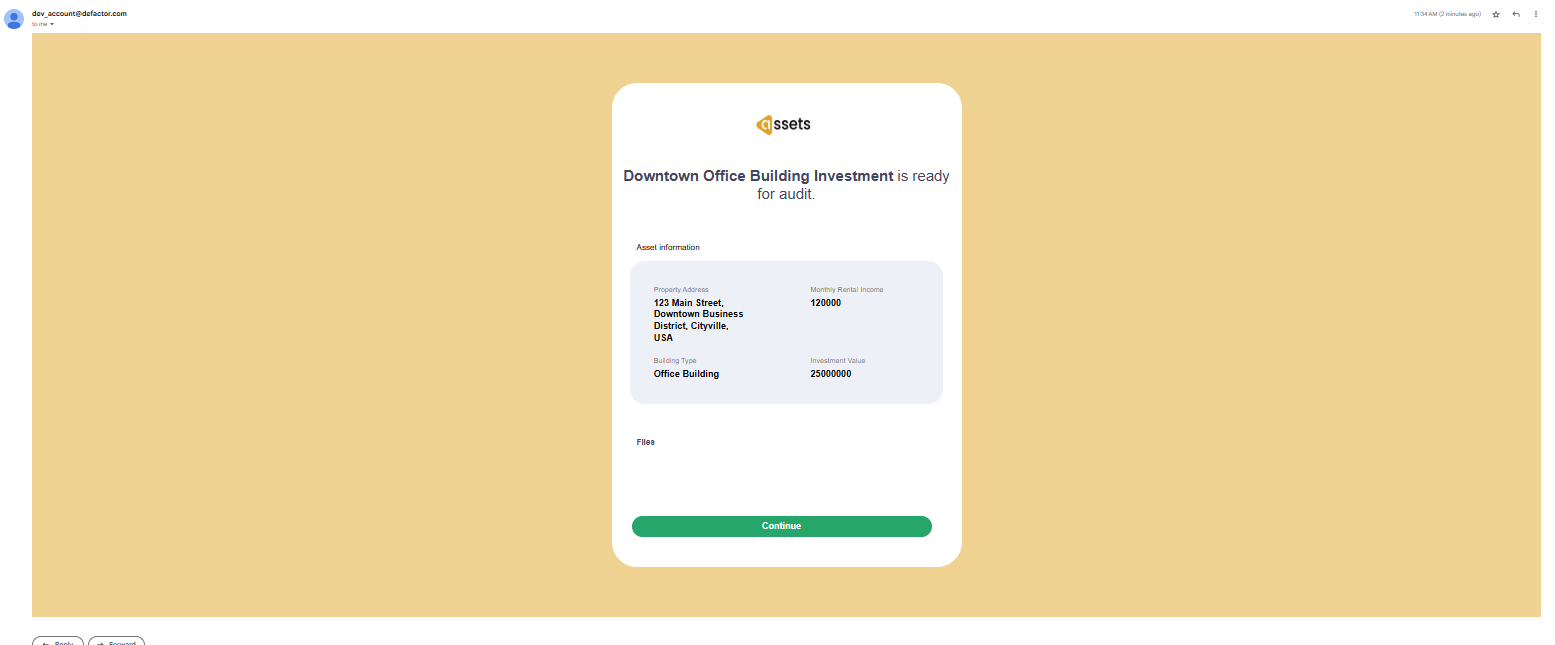 Assets Verification Email