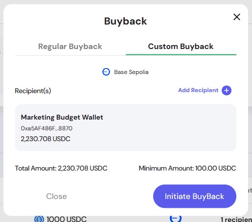 Custom Buyback With Recipients