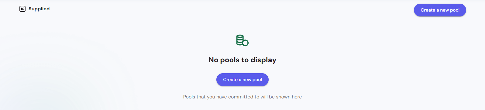 CP Pools Supplied Empty State