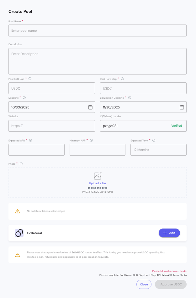 Create Pool Form