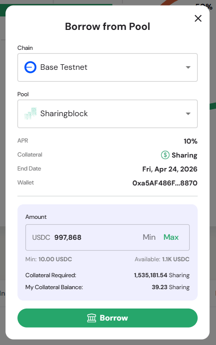 Borrow from Pool Modal