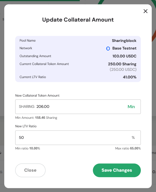 Update Collateral Modal