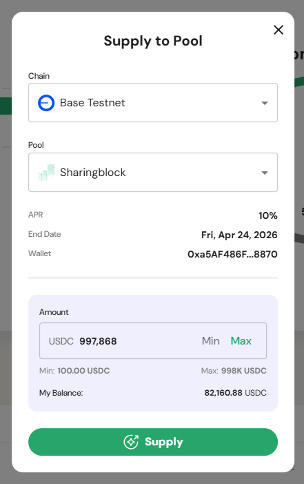 Supply to Pool Modal