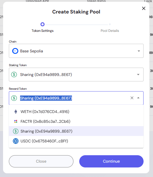 Token Selector Dropdown
