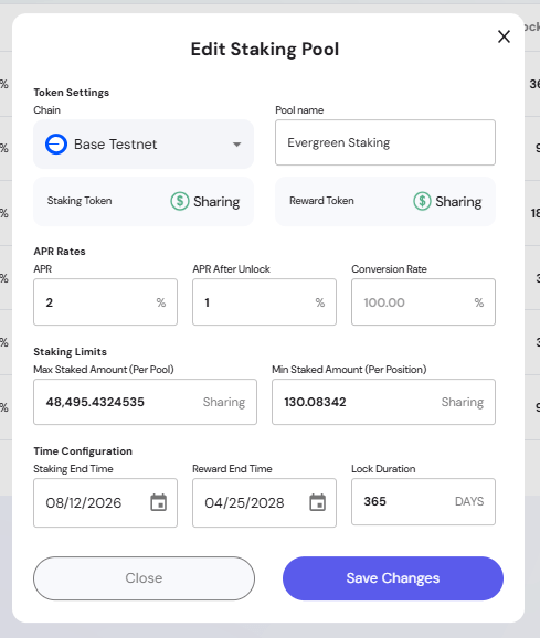 Edit Staking Pool Modal
