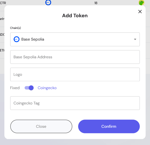 Add Token Modal