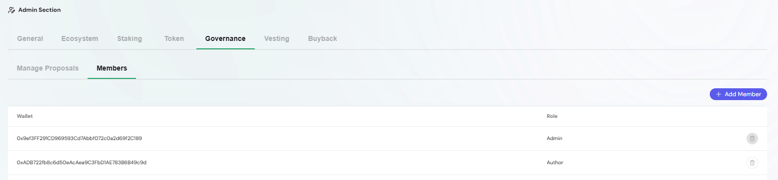 Admin Governance Members